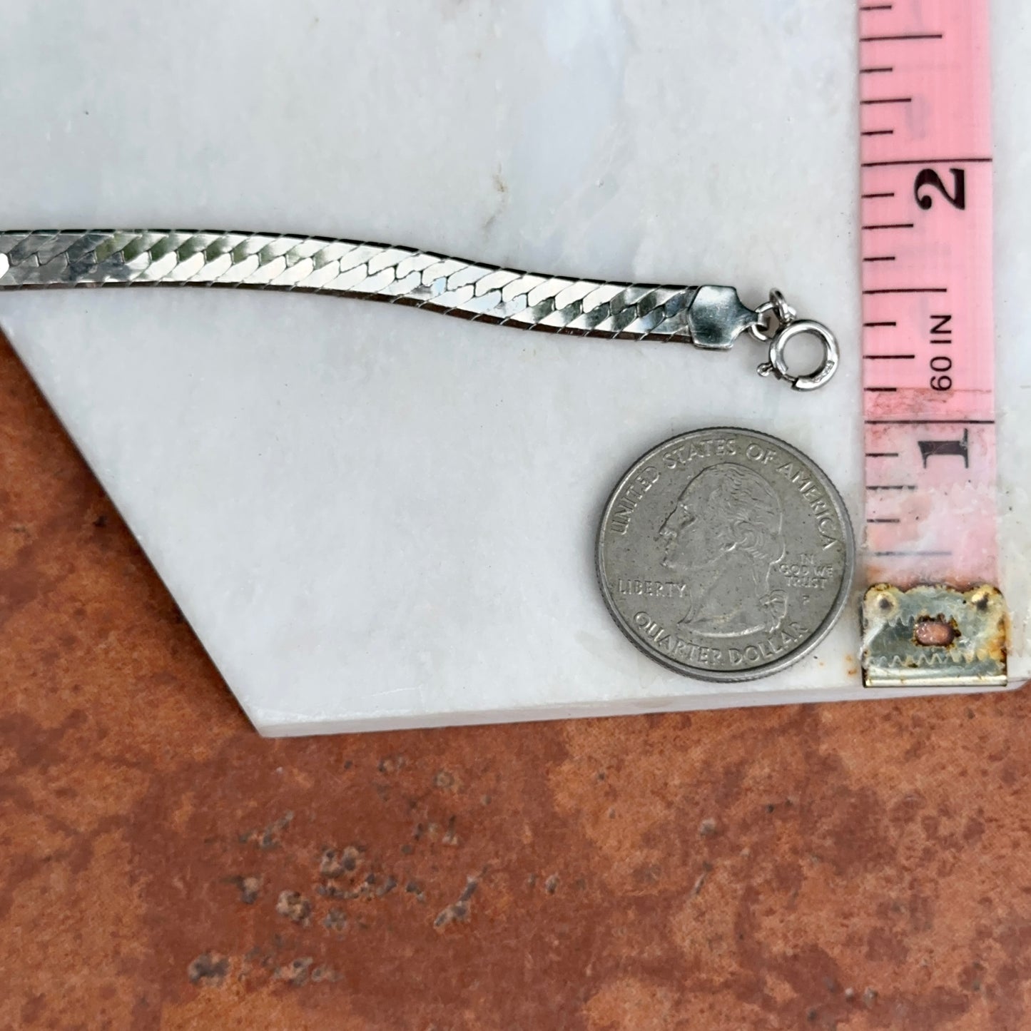 Estate Sterling Silver Herringbone Chain Bracelet 7''