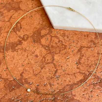 14KT Yellow Gold 1mm Wire Collar Diamond Necklace