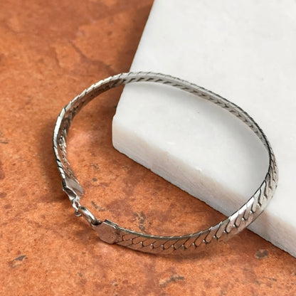 Estate Sterling Silver Herringbone Chain Bracelet 7''