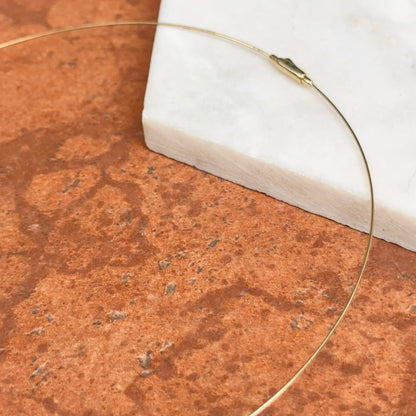 14KT Yellow Gold 1mm Wire Collar Diamond Necklace