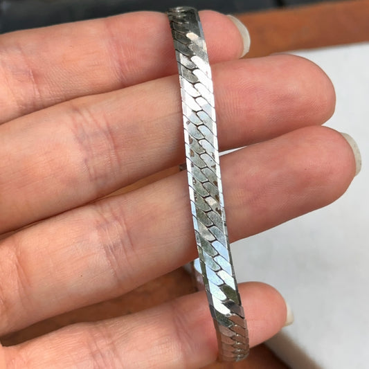 Estate Sterling Silver Herringbone Chain Bracelet 7''