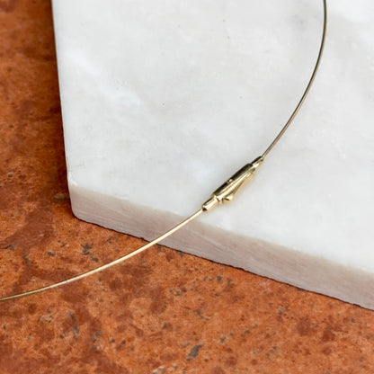 14KT Yellow Gold 1mm Wire Collar Diamond Necklace