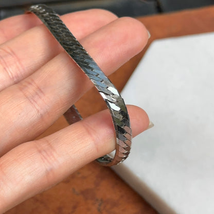Estate Sterling Silver Herringbone Chain Bracelet 7''