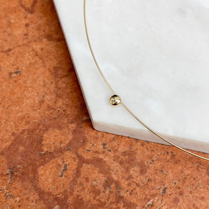 14KT Yellow Gold 1mm Wire Collar Diamond Necklace