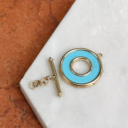 14KT Yellow Gold Blue Enamel Toggle Clasp