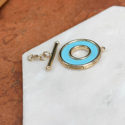 14KT Yellow Gold Blue Enamel Toggle Clasp
