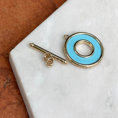 14KT Yellow Gold Blue Enamel Toggle Clasp
