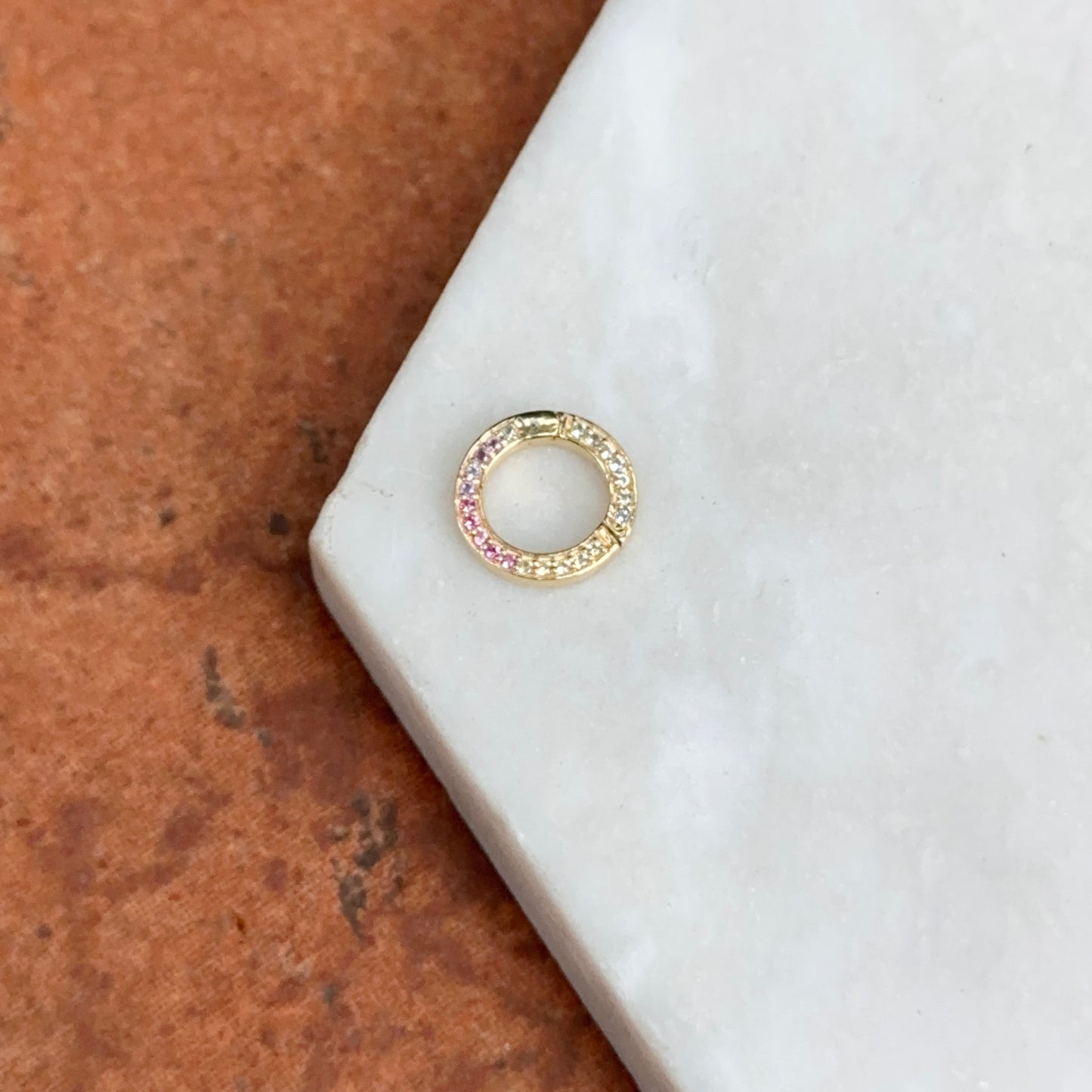 14KT Yellow Gold Multi-Colored Sapphire Round Bail/ Charm Holder/ Connecter