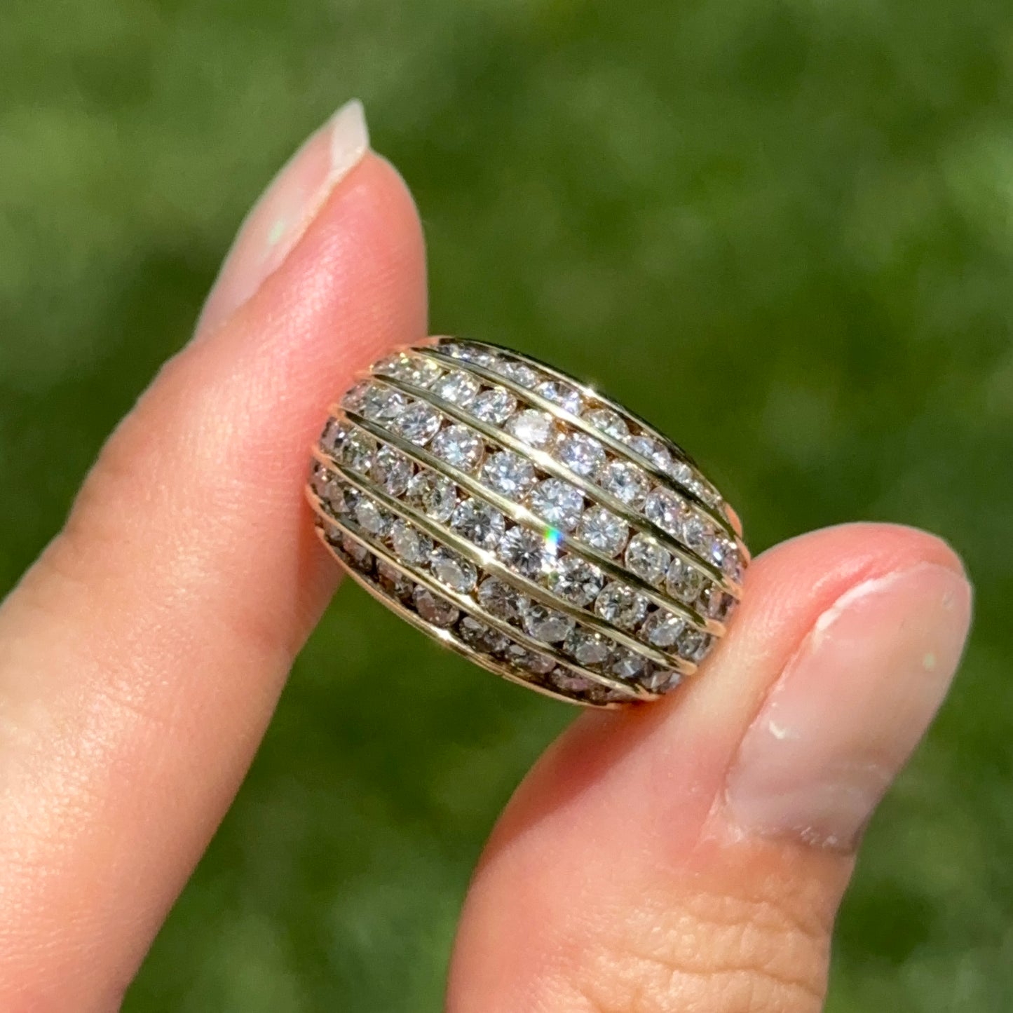 18KT Yellow Gold Jeff Cooper Channel-Set Diamond Dome Ring