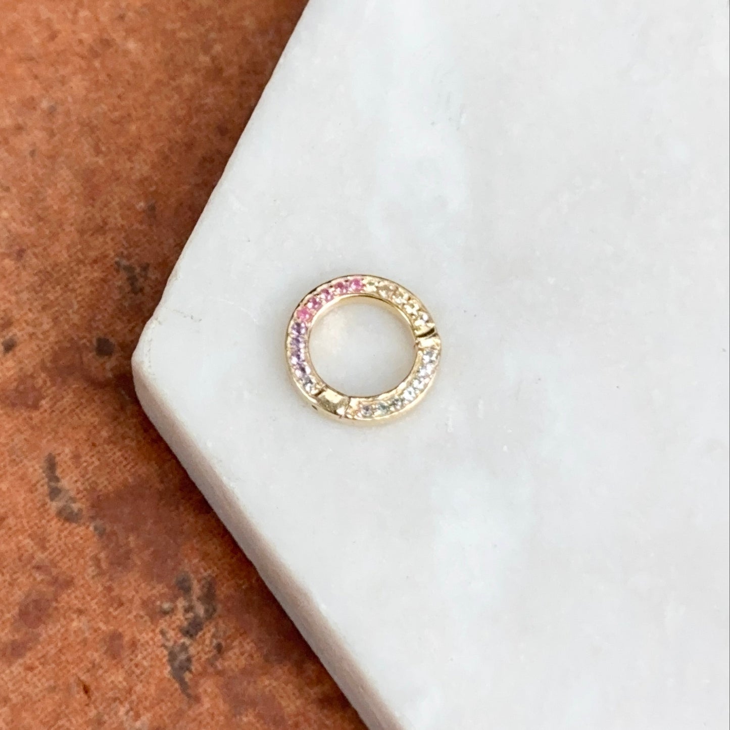14KT Yellow Gold Multi-Colored Sapphire Round Bail/ Charm Holder/ Connecter