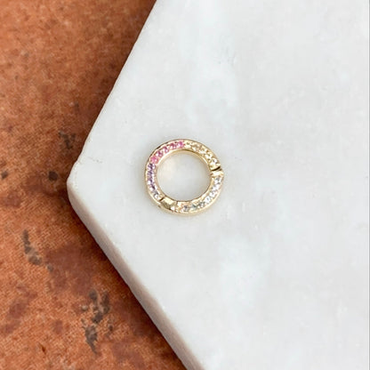 14KT Yellow Gold Multi-Colored Sapphire Round Bail/ Charm Holder/ Connecter