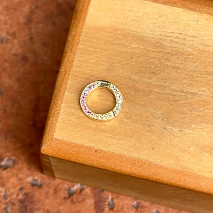 14KT Yellow Gold Multi-Colored Sapphire Round Bail/ Charm Holder/ Connecter