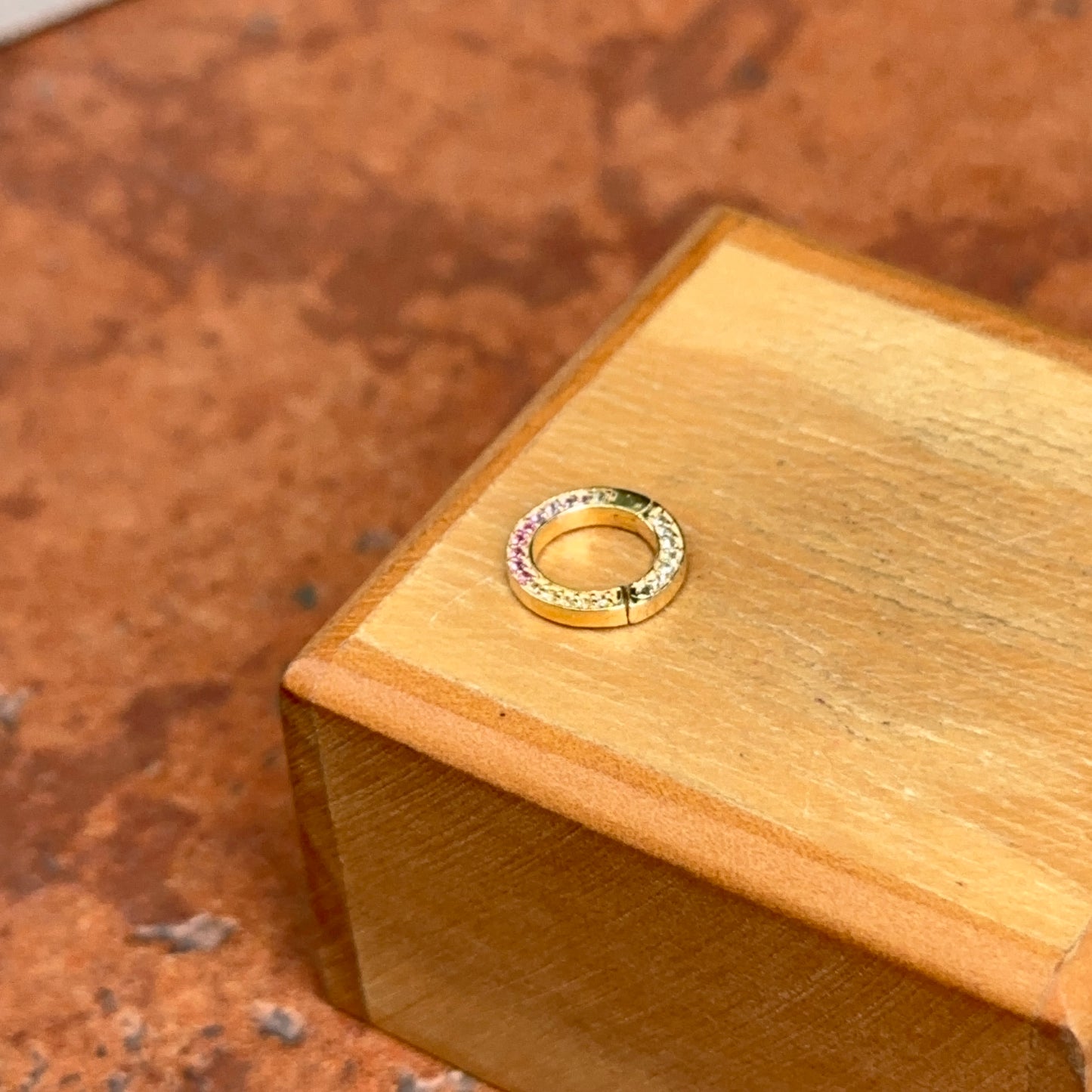 14KT Yellow Gold Multi-Colored Sapphire Round Bail/ Charm Holder/ Connecter