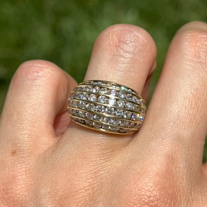 18KT Yellow Gold Jeff Cooper Channel-Set Diamond Dome Ring