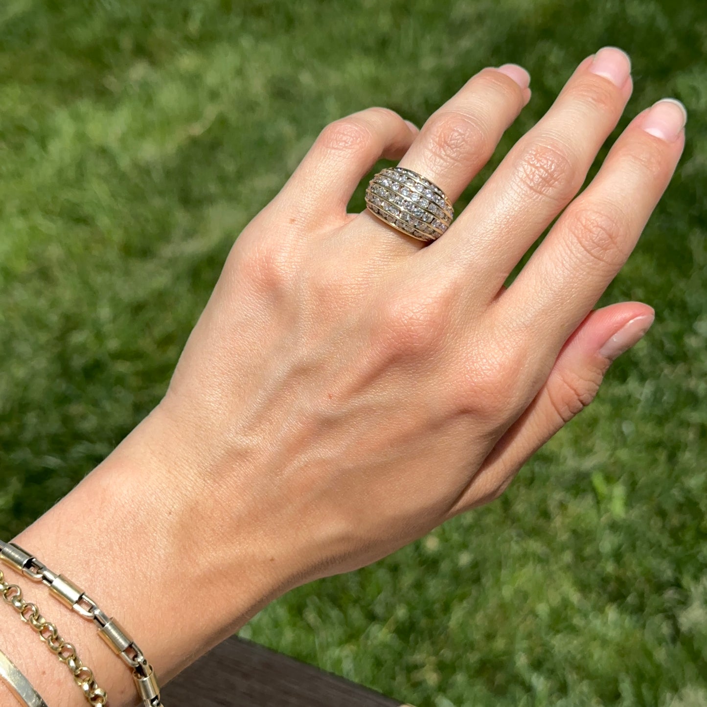 18KT Yellow Gold Jeff Cooper Channel-Set Diamond Dome Ring