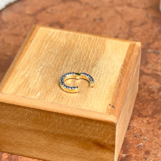 14KT Yellow Gold Blue Sapphire + Diamond Charm Holder/ Pendant Bail/ Connecter - LSJ