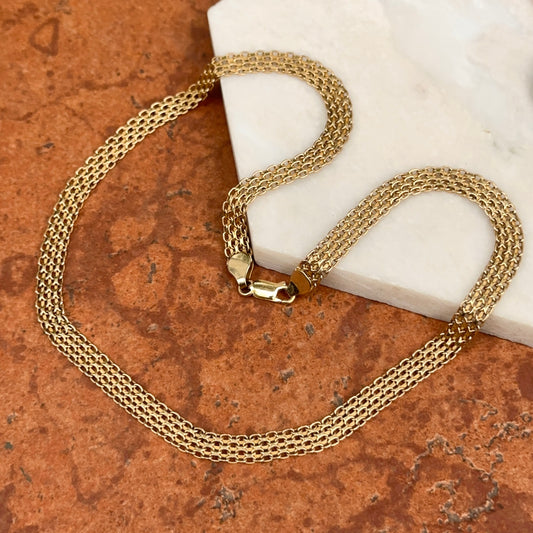 Estate 14KT Yellow Gold Bismark Mesh Collar Chain Necklace 17.5”