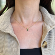 Load image into Gallery viewer, Estate 14KT Yellow Gold .35 CT Emerald-Cut Emerald Drop Pendant