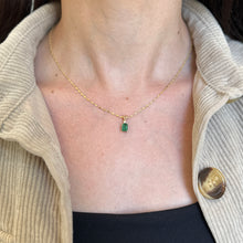 Load image into Gallery viewer, Estate 14KT Yellow Gold 1 CT Emerald-Cut Emerald + Diamond Pendant
