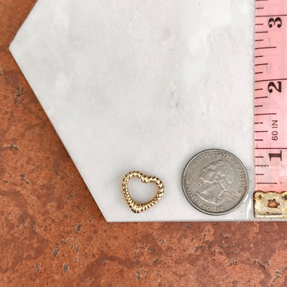 14KT Yellow Gold Ribbed Heart Pendant Clasp/ Charm Holder/ Chain Connecter