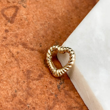 14KT Yellow Gold Ribbed Heart Pendant Clasp/ Charm Holder/ Chain Connecter