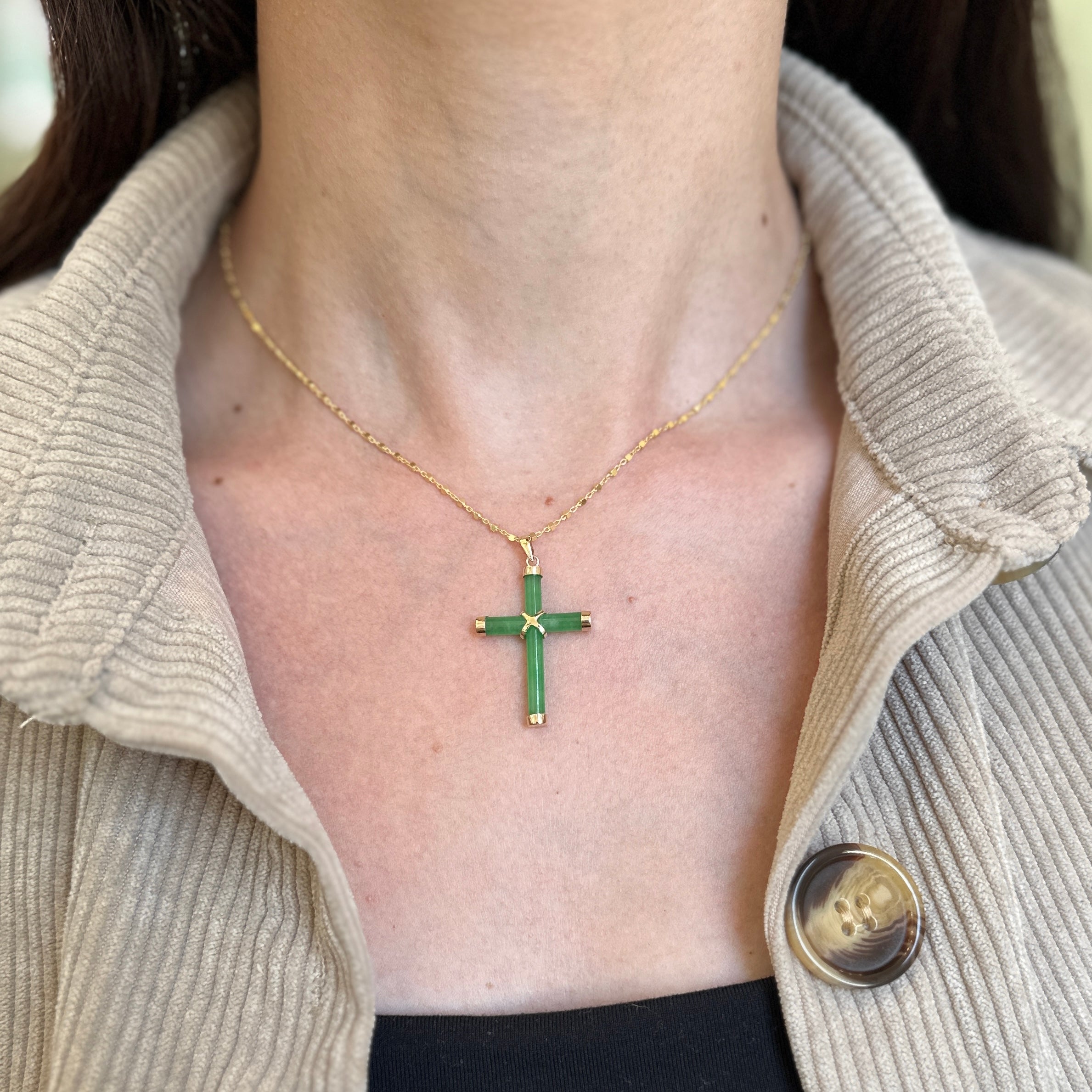 Jade cross online necklace