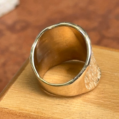 14KT Yellow Gold Wide Matte Ridged Cigar Band Ring