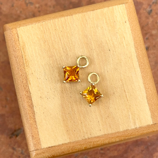 18KT Yellow Gold Square Citrine Earring Charms