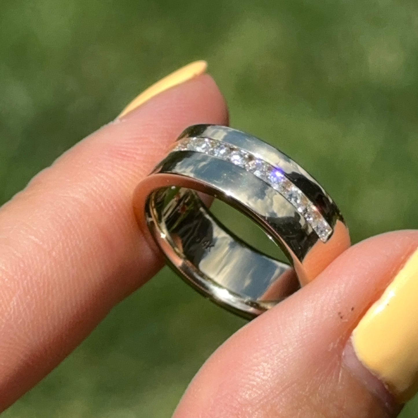 14KT Yellow Gold 7mm Channel-Set Diamond Band Ring