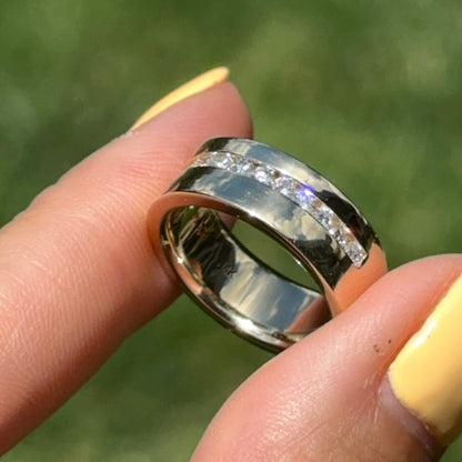 14KT Yellow Gold 7mm Channel-Set Diamond Band Ring