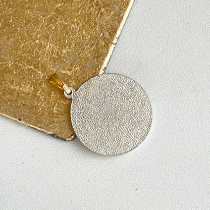 Estate Silver and Yellow Tone Round Horse Jockey Ribbed Bezel Pendant