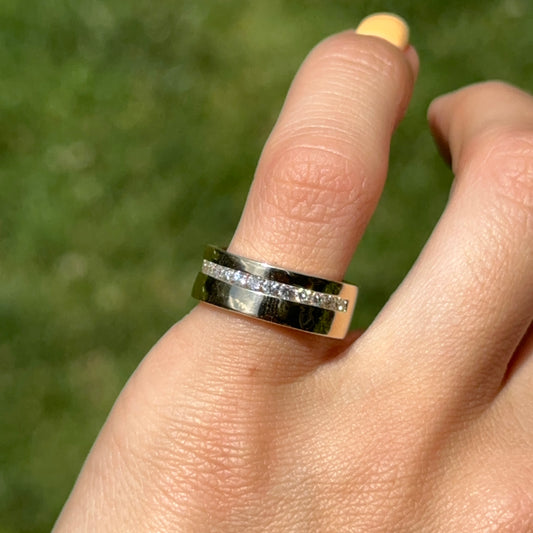 14KT Yellow Gold 7mm Channel-Set Diamond Band Ring
