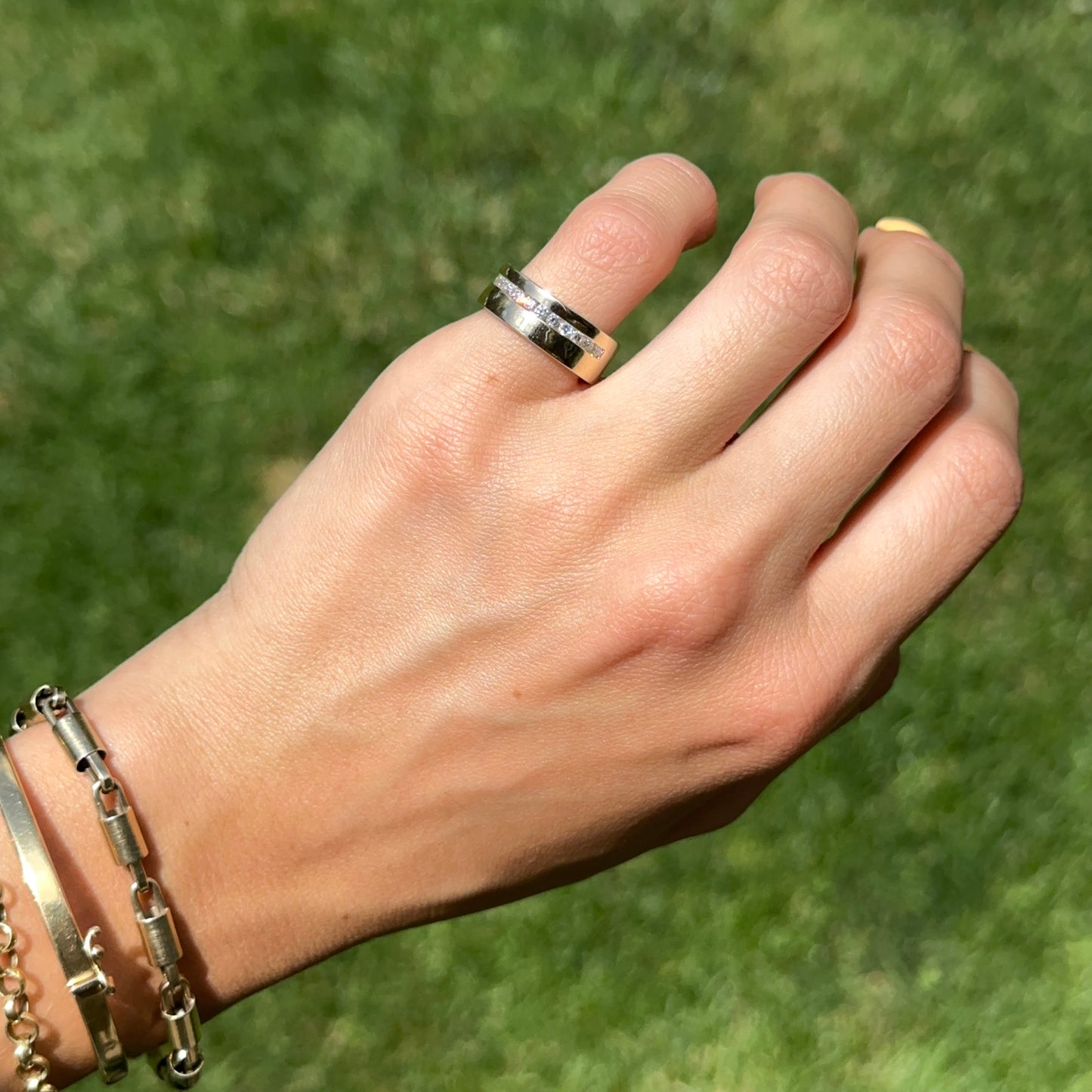 14KT Yellow Gold 7mm Channel-Set Diamond Band Ring