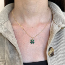 Load image into Gallery viewer, 14KT Yellow Gold Malachite 4-Leaf Clover Pendant Charm