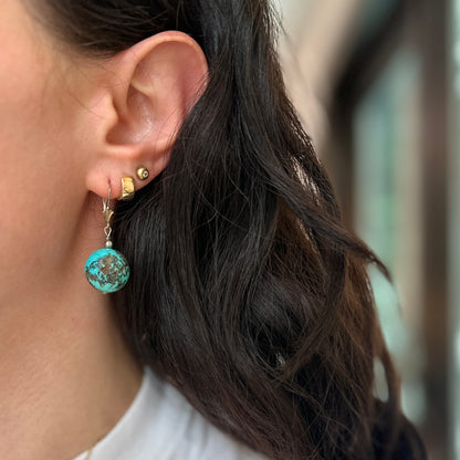 Sterling Silver Round Turquoise Ball Drop Dangle Earrings