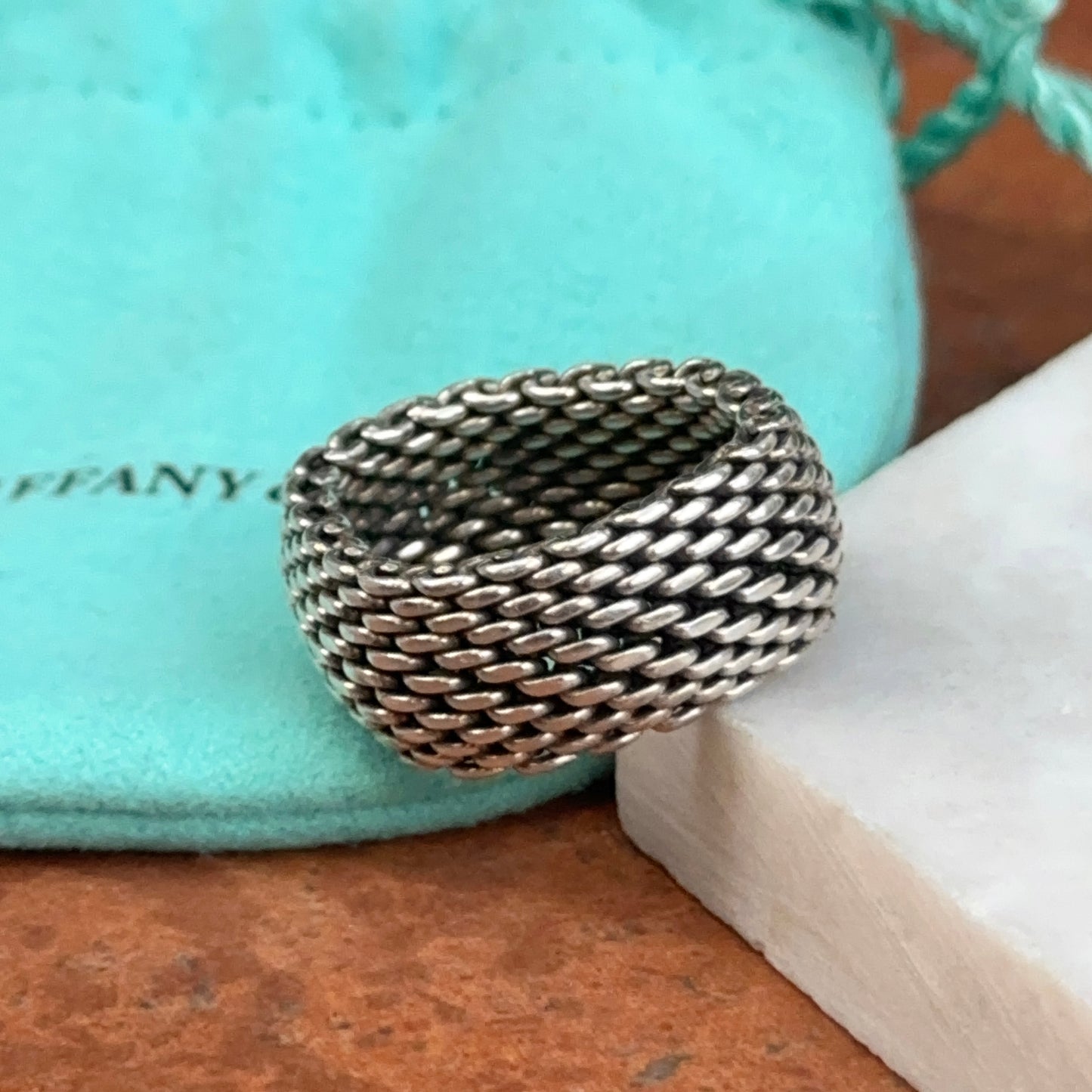 Estate Sterling Silver Tiffany & Co. Somerset Mesh Ring