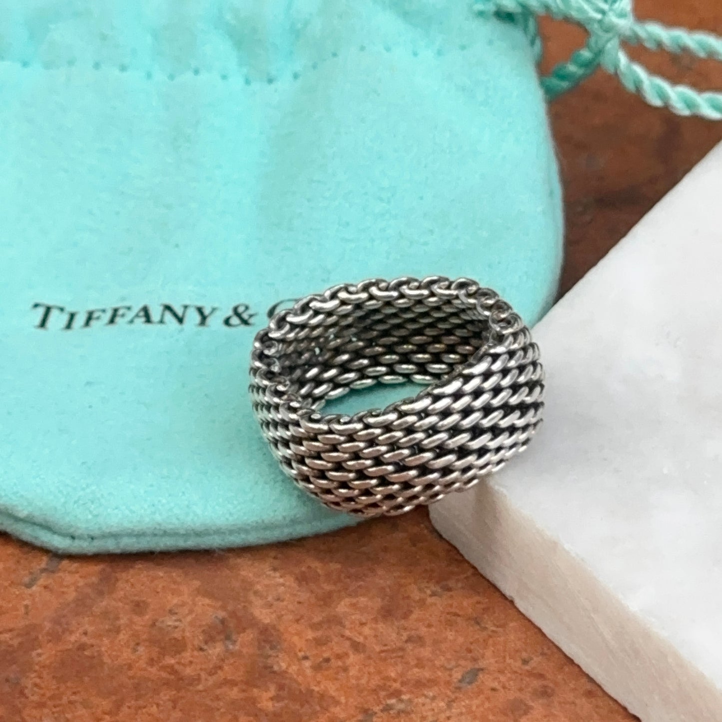 Estate Sterling Silver Tiffany & Co. Somerset Mesh Ring