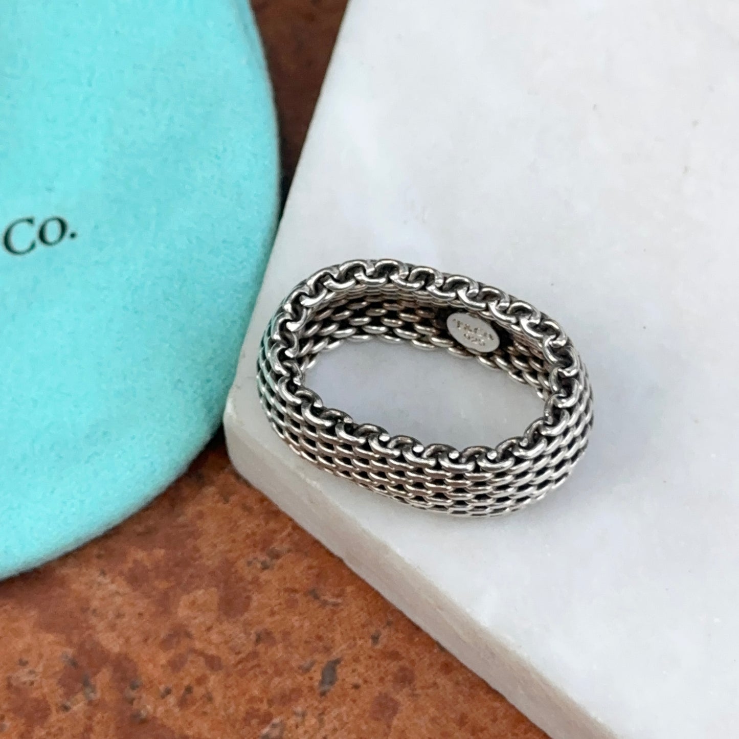 Estate Sterling Silver Tiffany & Co. Somerset Mesh Ring