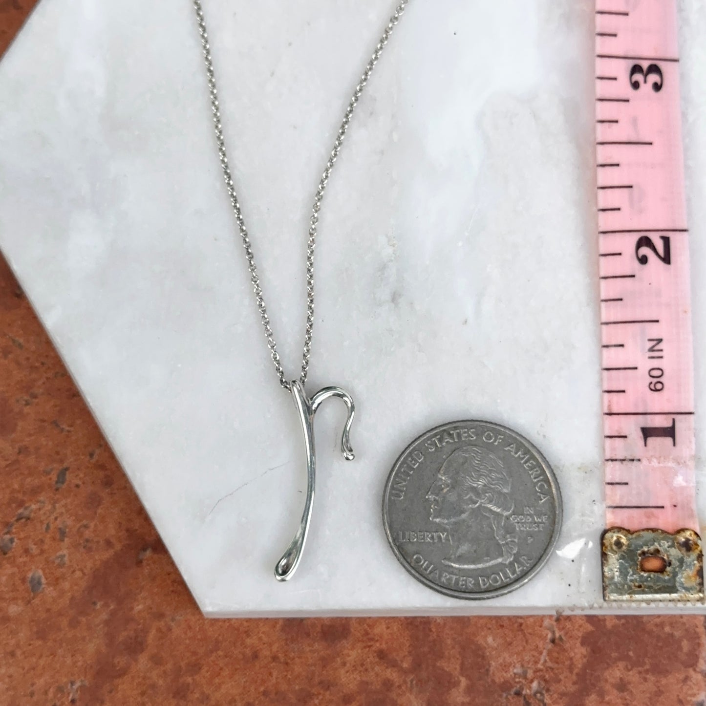 Estate Sterling Silver Tiffany & Co. Elsa Peretti Initial "P" Necklace