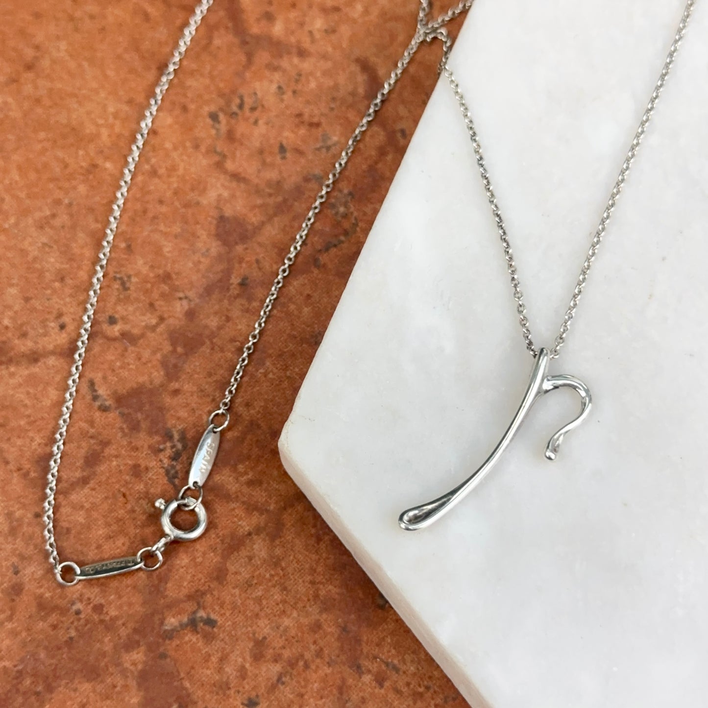 Estate Sterling Silver Tiffany & Co. Elsa Peretti Initial "P" Necklace