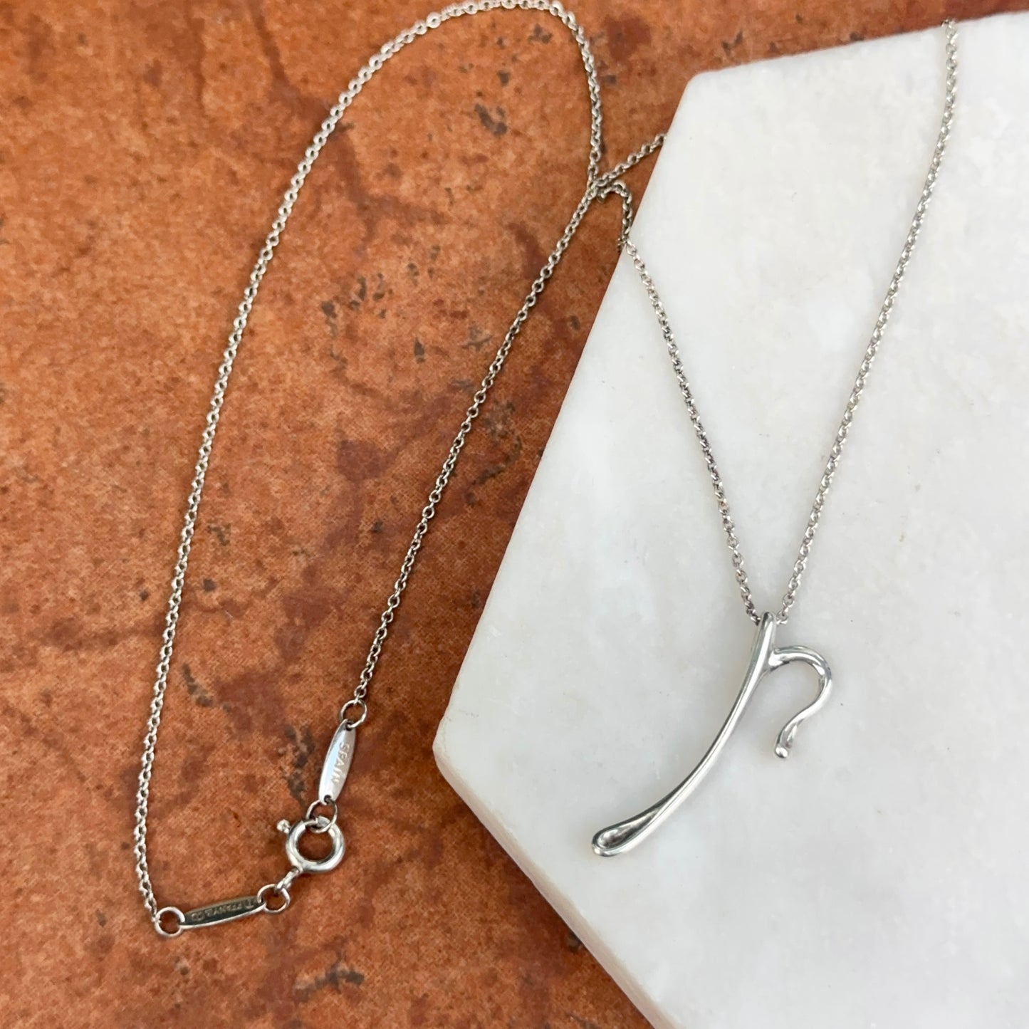 Estate Sterling Silver Tiffany & Co. Elsa Peretti Initial "P" Necklace