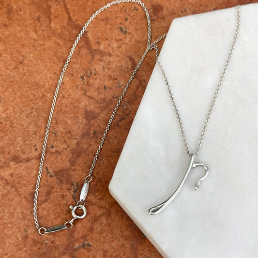 Estate Sterling Silver Tiffany & Co. Elsa Peretti Initial "P" Necklace