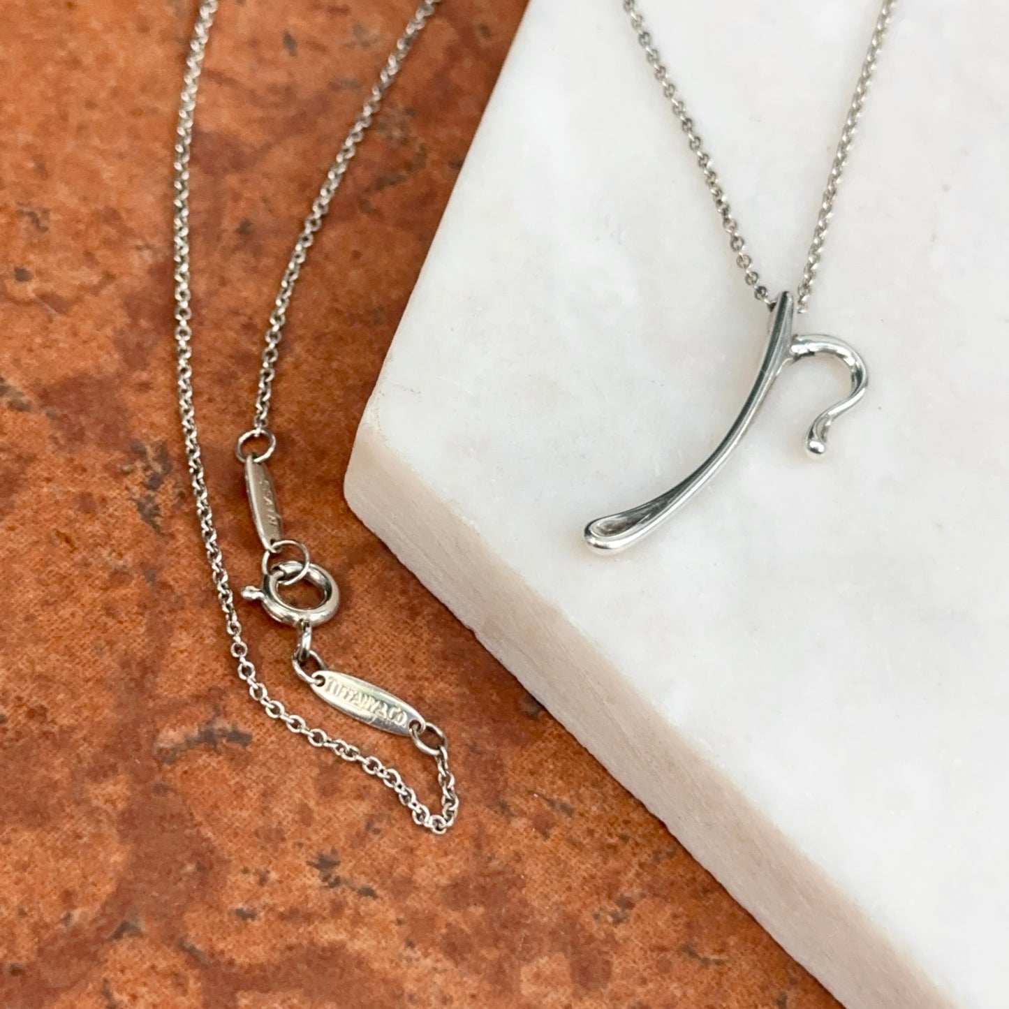 Estate Sterling Silver Tiffany & Co. Elsa Peretti Initial "P" Necklace