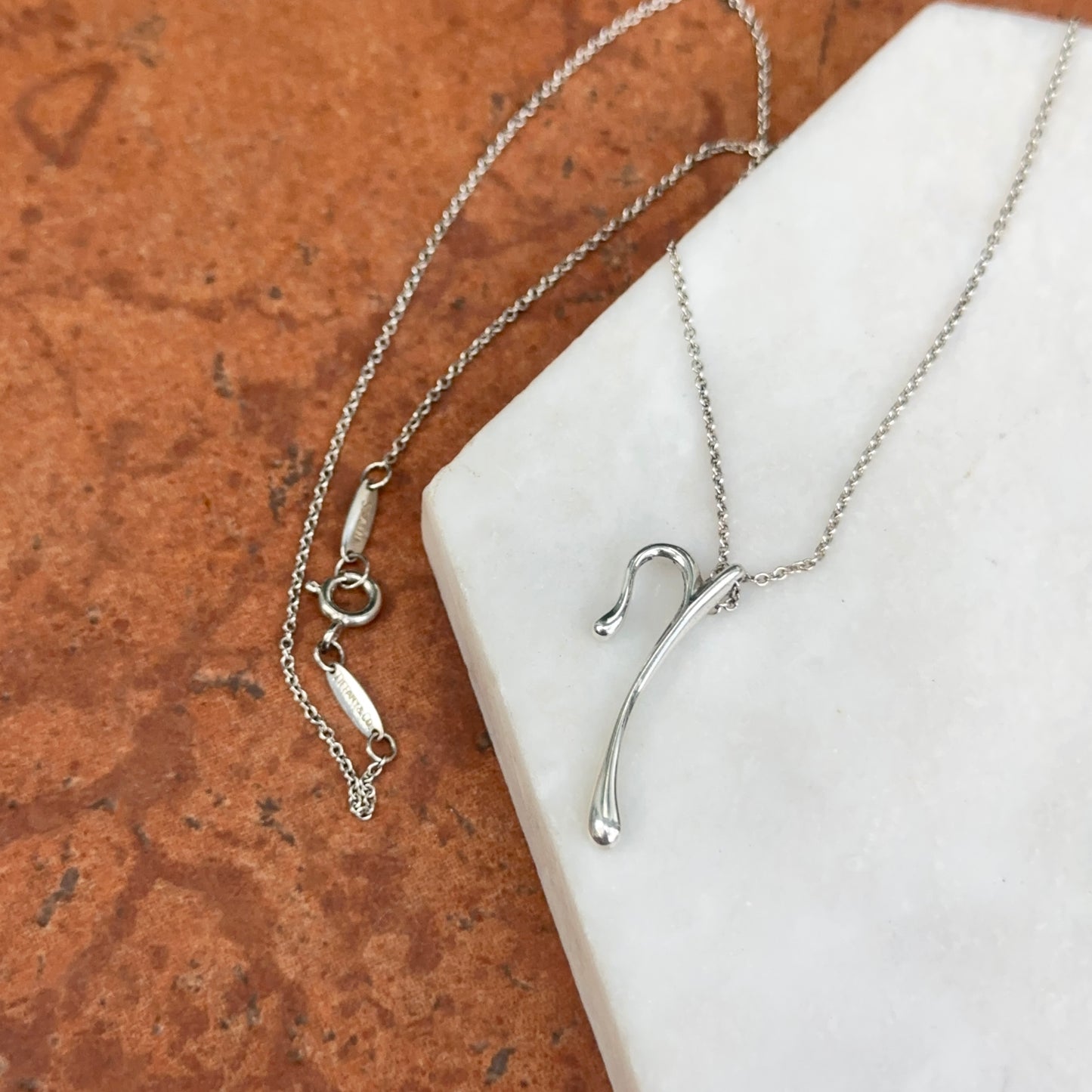 Estate Sterling Silver Tiffany & Co. Elsa Peretti Initial "P" Necklace