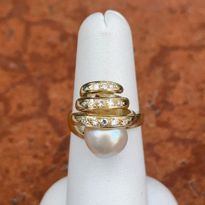 Estate 14KT Yellow Gold Near Round + Bead Set Diamond Ring