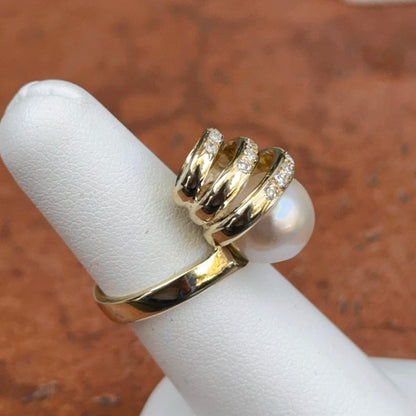 Estate 14KT Yellow Gold Near Round + Bead Set Diamond Ring