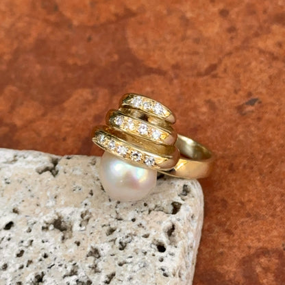 Estate 14KT Yellow Gold Near Round + Bead Set Diamond Ring