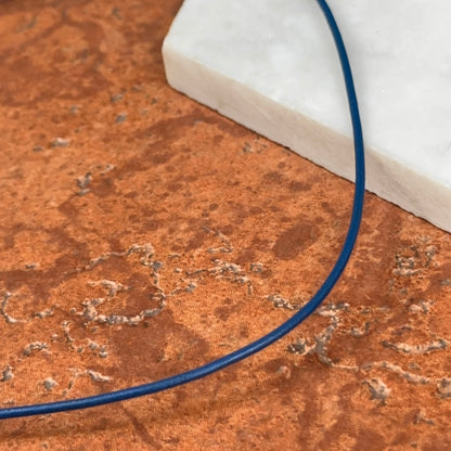 14KT Yellow Gold Royal Blue 1.5mm Leather Cord Necklace