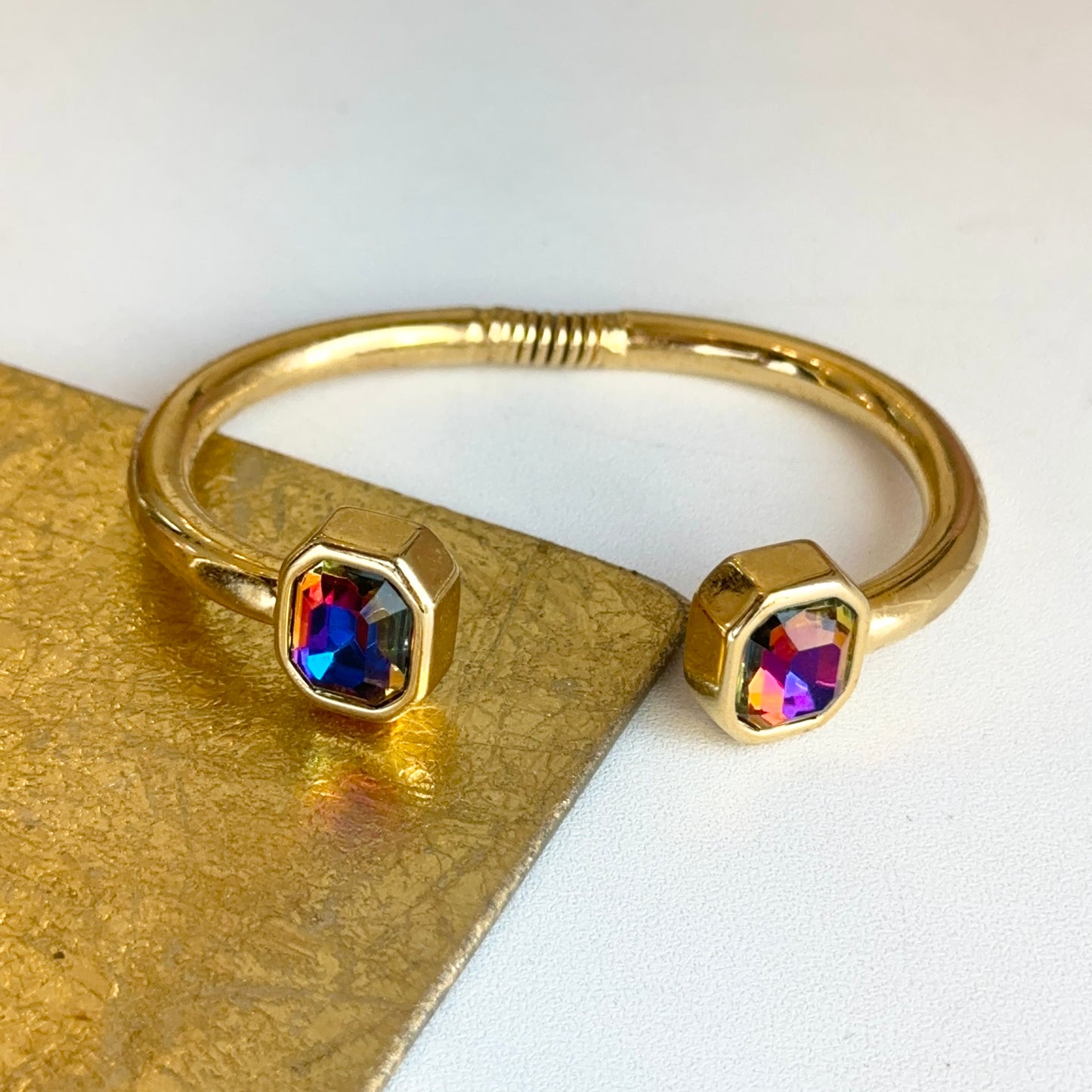 Gold-Plated Kenneth Jay Lane Multi-Color Stone Cuff Bracelet