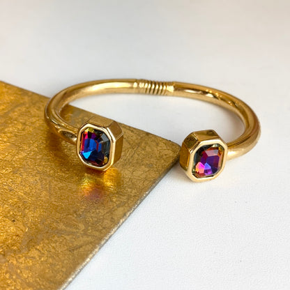 Gold-Plated Kenneth Jay Lane Multi-Color Stone Cuff Bracelet